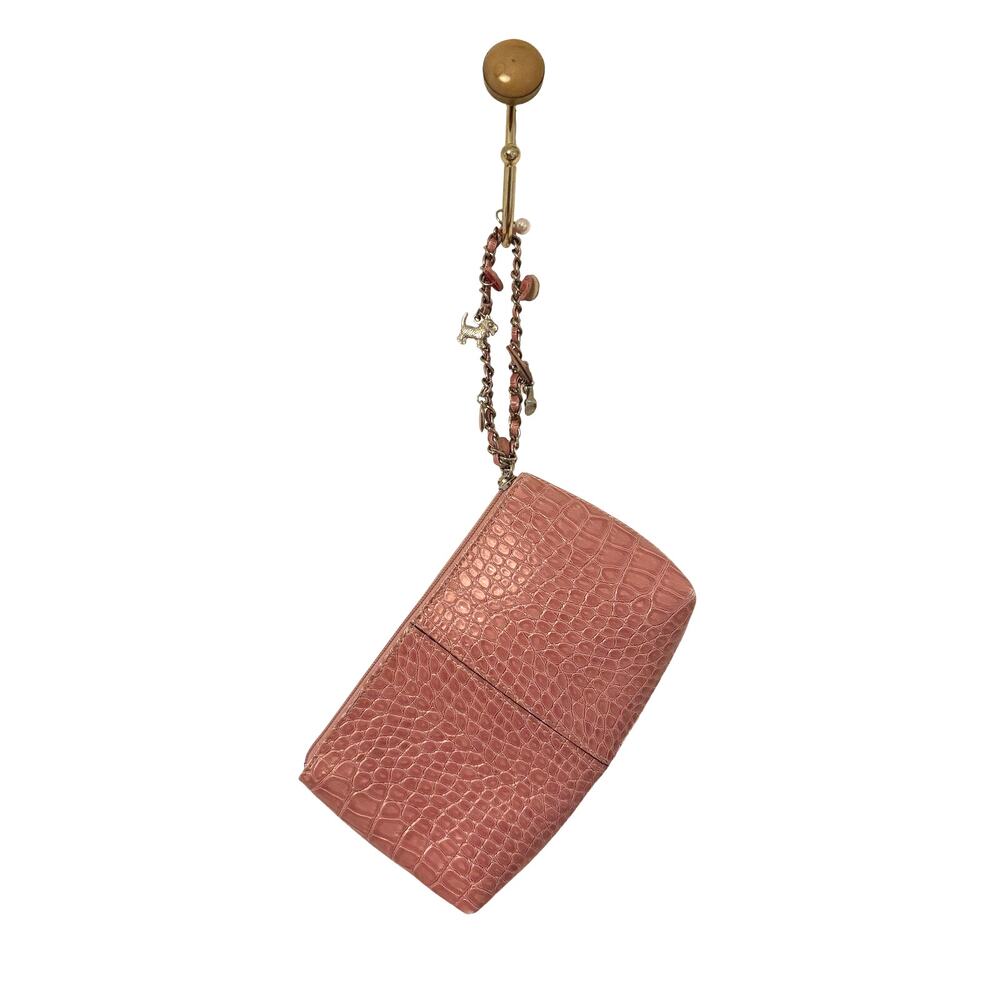 Y2K Pink Croc Clutch 🐊 Liz Claiborne Keychain Bag | Princess Vibes 💕‎ - Picture 2 of 6